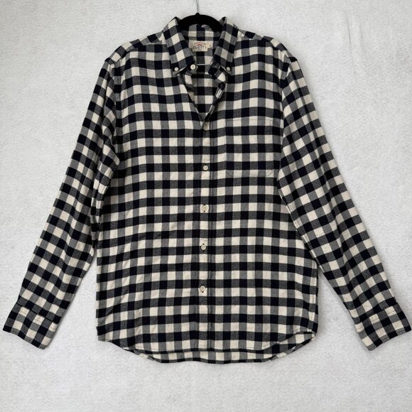 Faherty Brand Shirt Mens Medium Blue White Buffalo Plaid Flannel Button Down - Picture 1 of 8